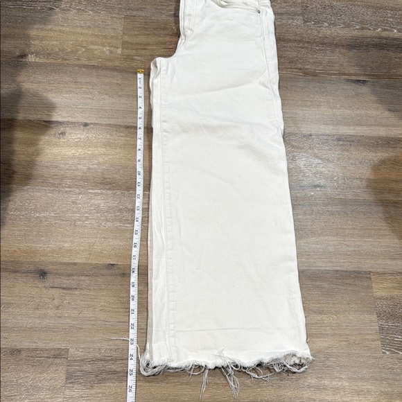 &DENIM Size 26 White Wide Leg Flare Jeans with Frayed Hem - Picture 5 of 13